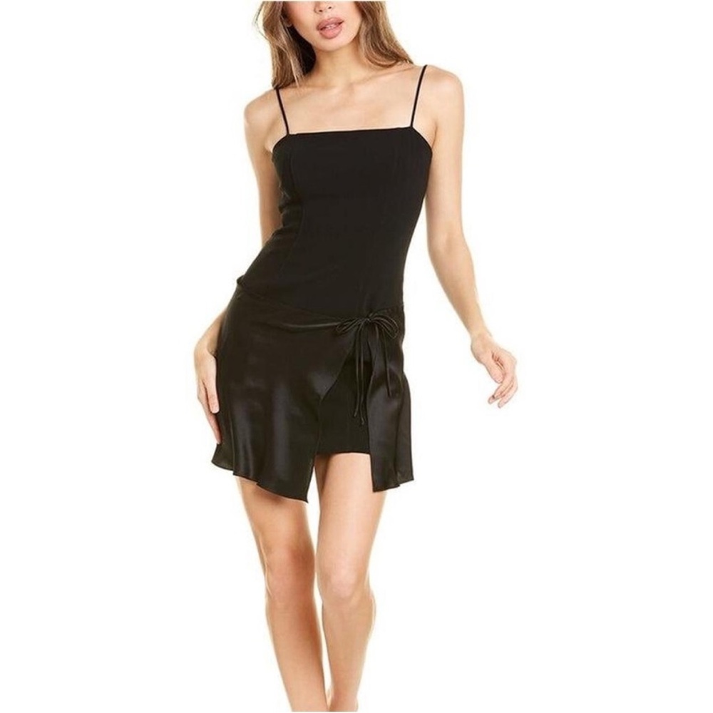 CINQ À SEPT Hilary silk satin-paneled crepe mini dress Sz 4